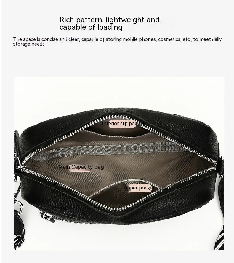 Fashion Simple Shoulder Messenger Bag Top Layer Cowhide Small Square Bag