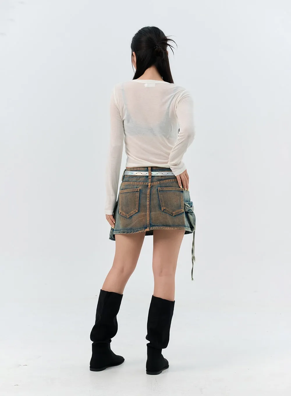 Faux Leather Chain Belt IS306