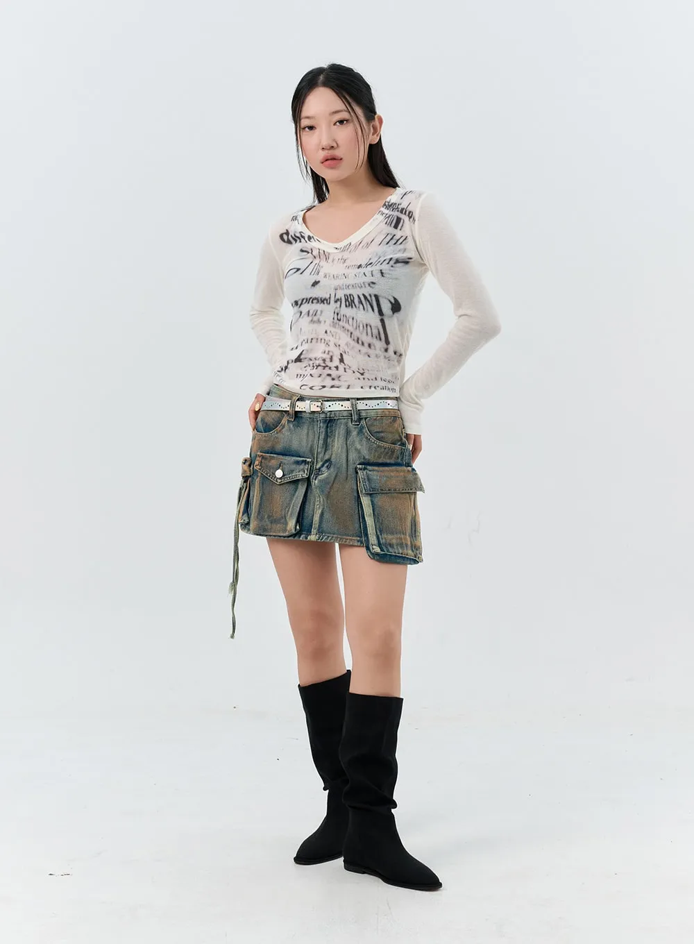 Faux Leather Chain Belt IS306