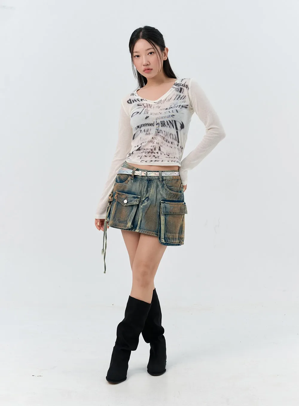 Faux Leather Chain Belt IS306