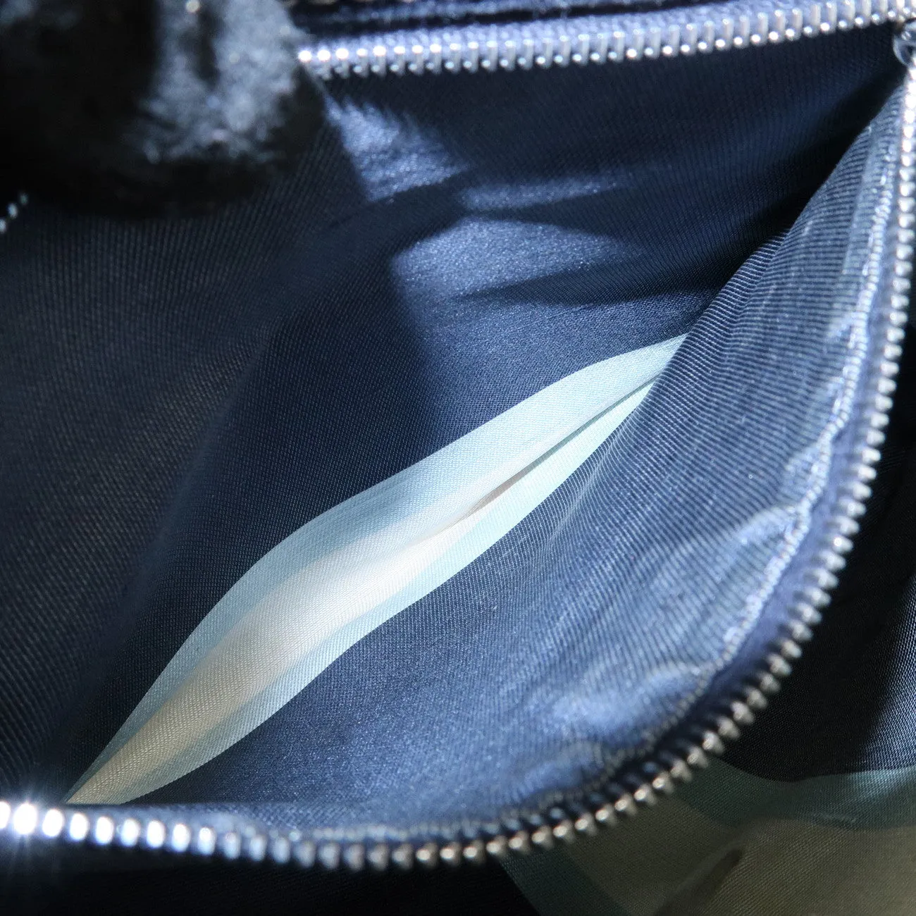 FENDI Logo Canvas Shoulder Bag Hand Bag Navy Used