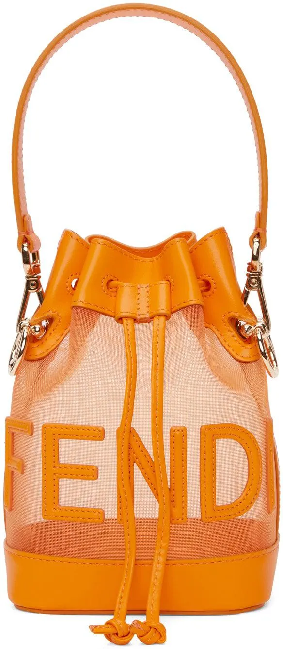 Fendi Orange Mesh Mini Mon Tresor Bucket Bag