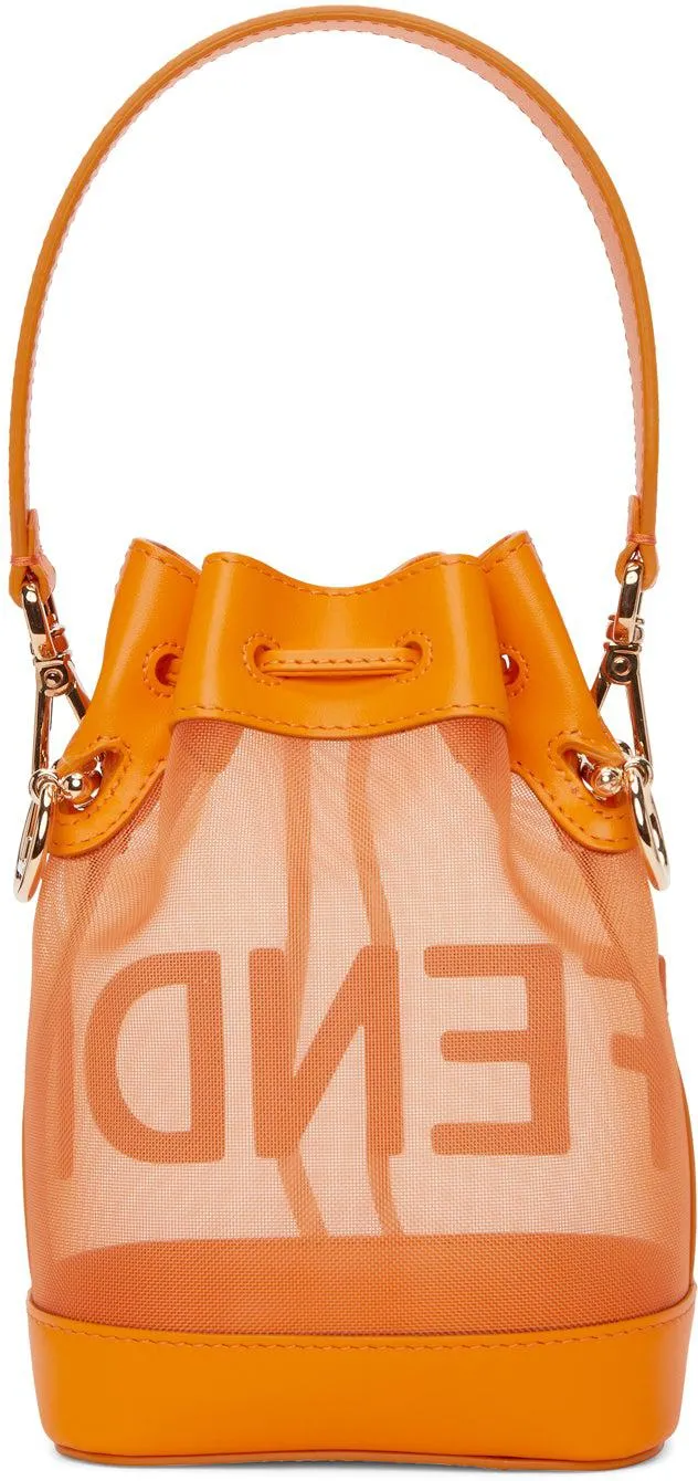 Fendi Orange Mesh Mini Mon Tresor Bucket Bag