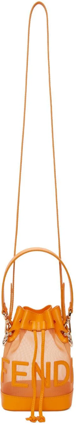Fendi Orange Mesh Mini Mon Tresor Bucket Bag