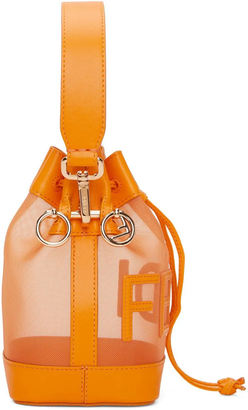 Fendi Orange Mesh Mini Mon Tresor Bucket Bag