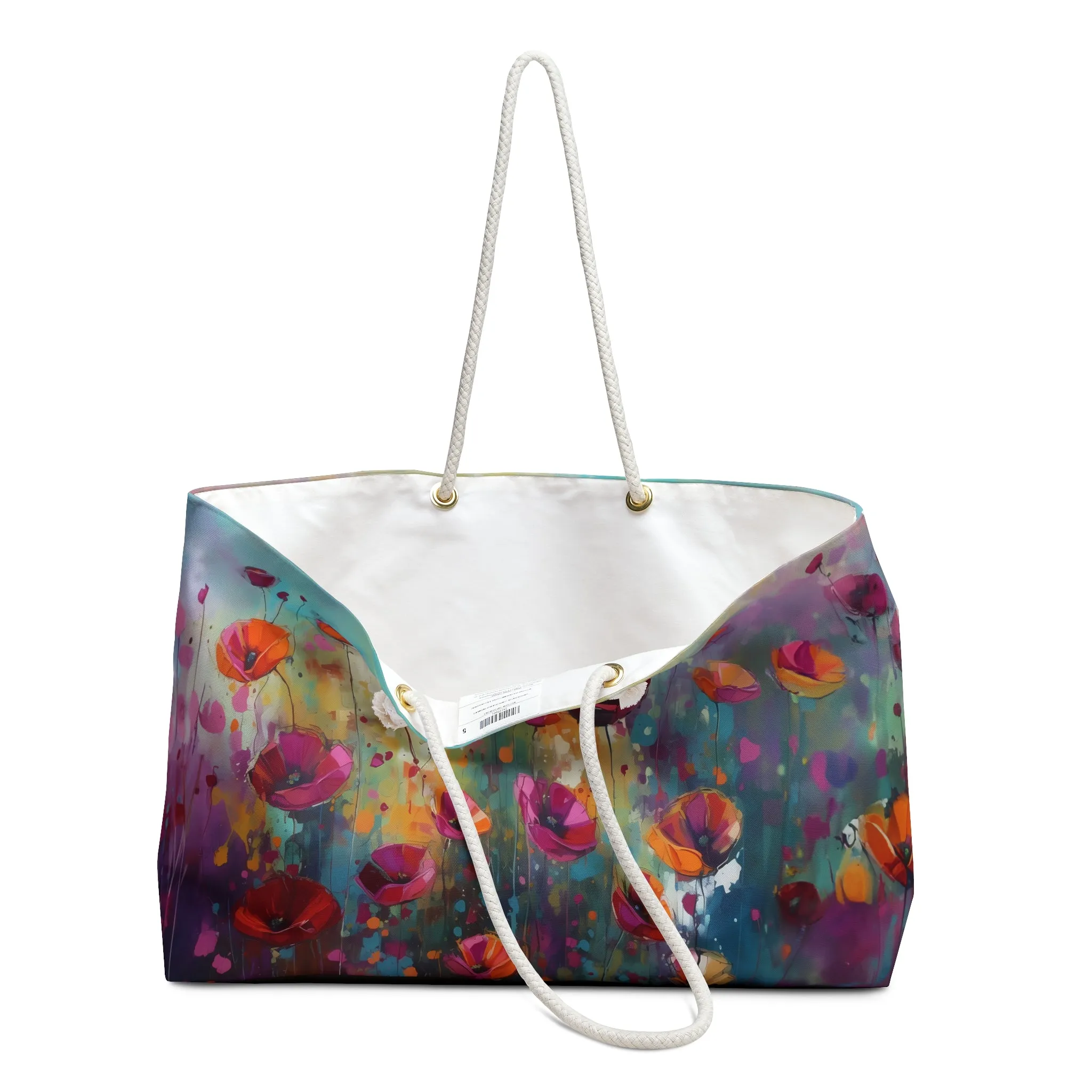 Field of Pink Wildflowers  - Weekender Oversized Canvas Tote Bag 24" × 13"