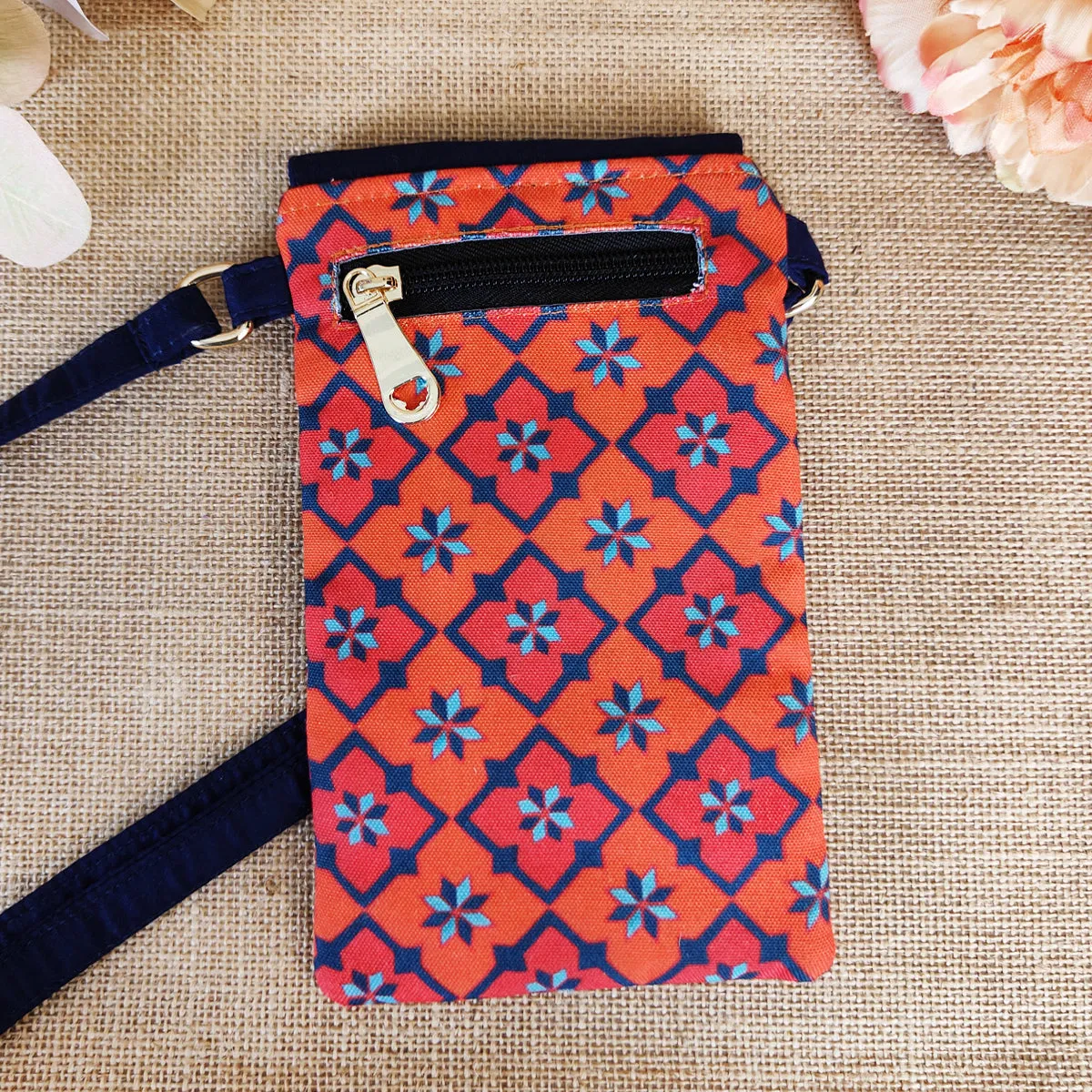 Flap Mobile Sling Bag- Peach Kites