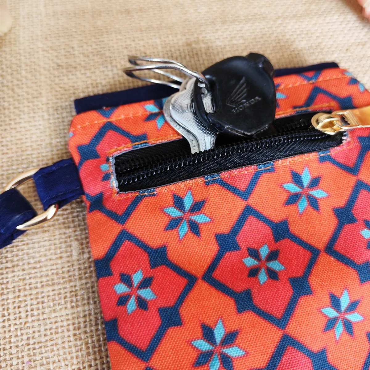 Flap Mobile Sling Bag- Peach Kites