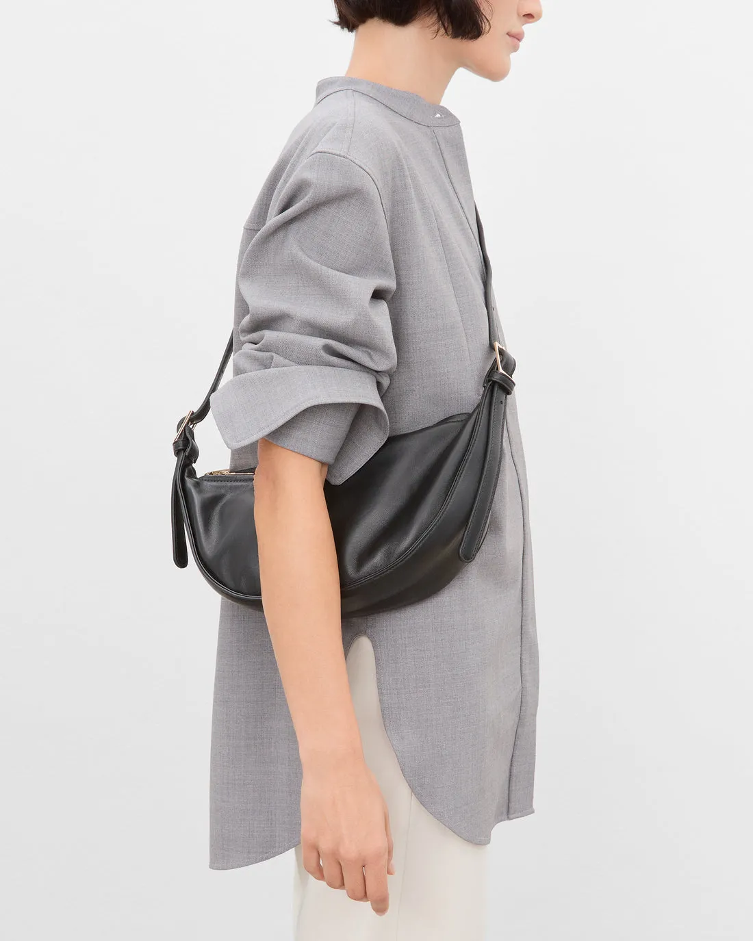 Flattered Irma Black Leather Shoulder Bag