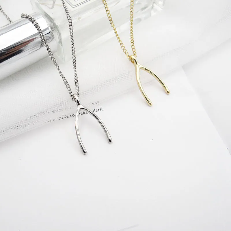 Forest Student Wishing Bone Pendant Necklace with a Modern Touch