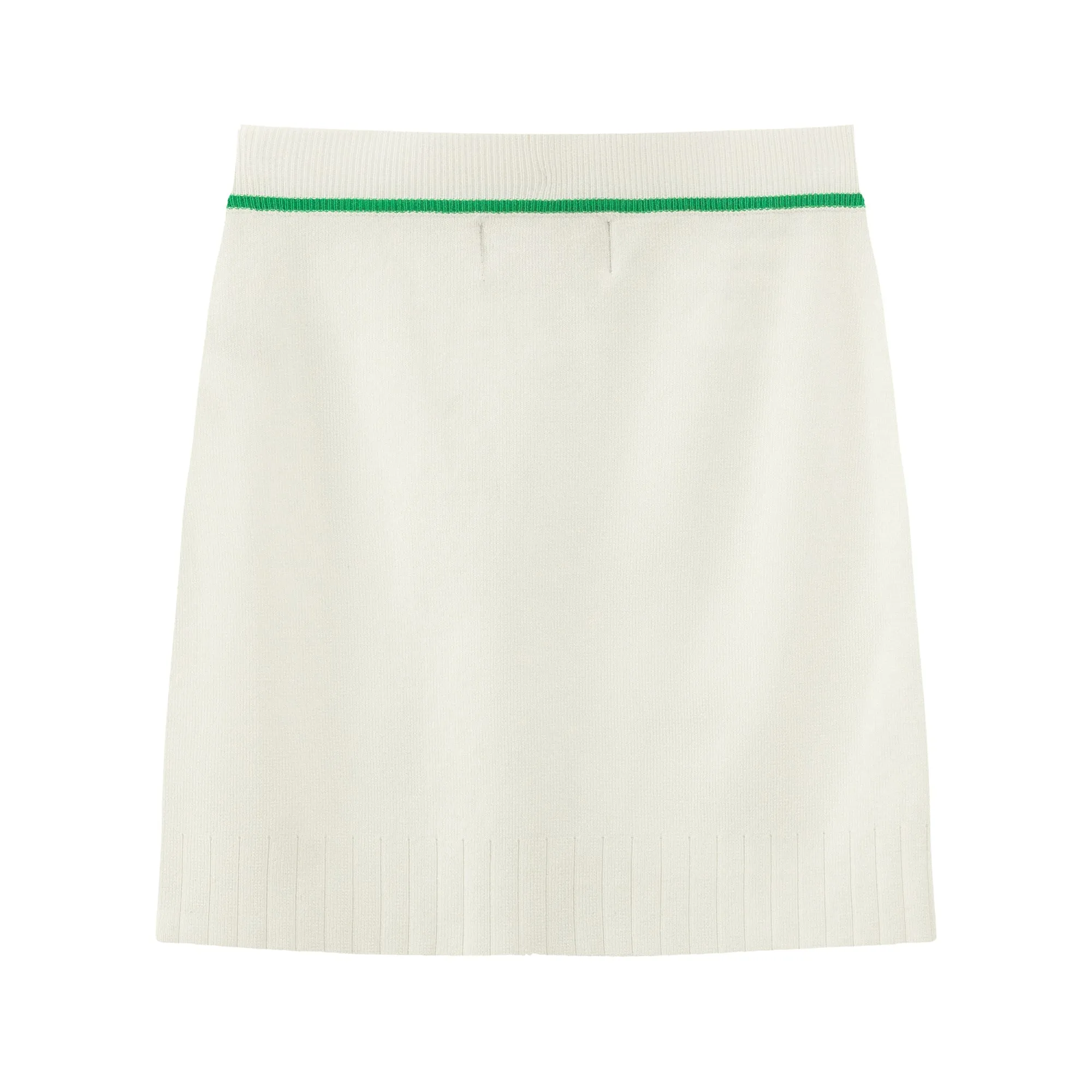 Front Buttons Ribbed Mini Skirt