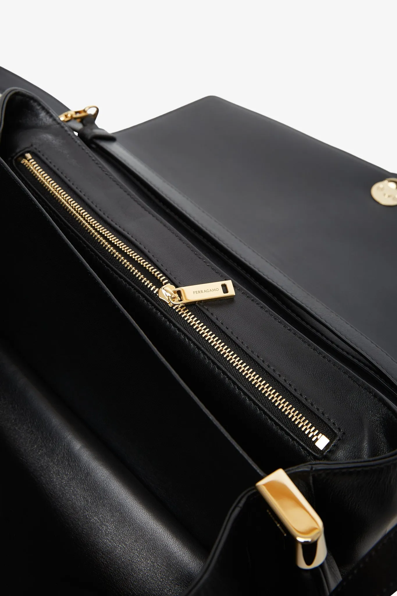 Front flap black crossbody bag