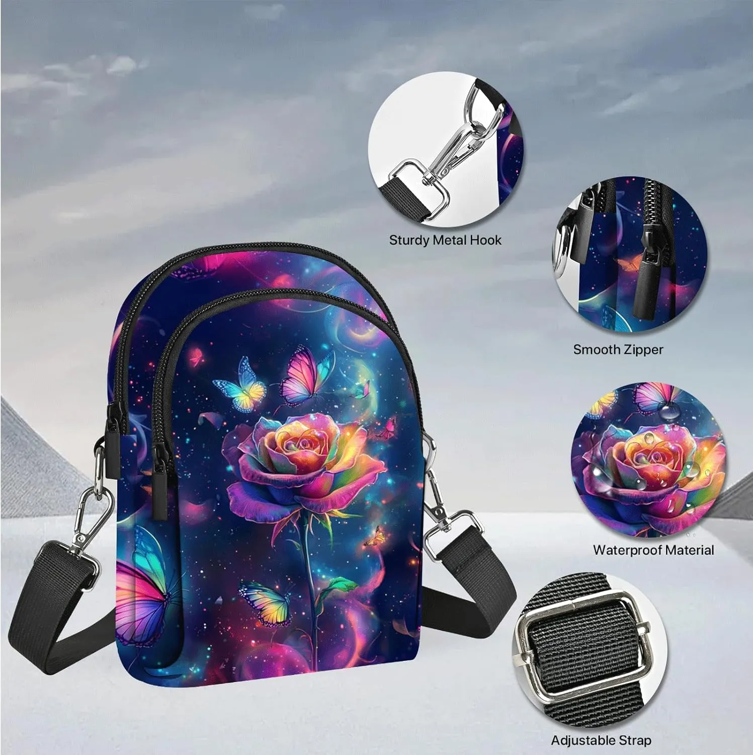 FyLybois Crossbody Purse for Women Cell Phone Bag Casual Shoulder Bags Wallet with Adjustable Strap for Travel