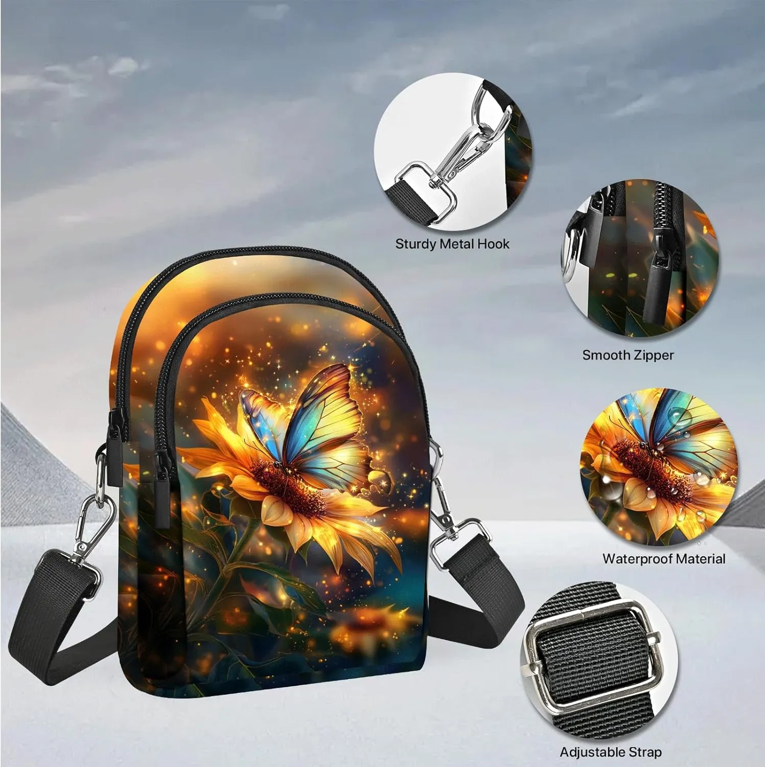FyLybois Crossbody Purse for Women Cell Phone Bag Casual Shoulder Bags Wallet with Adjustable Strap for Travel