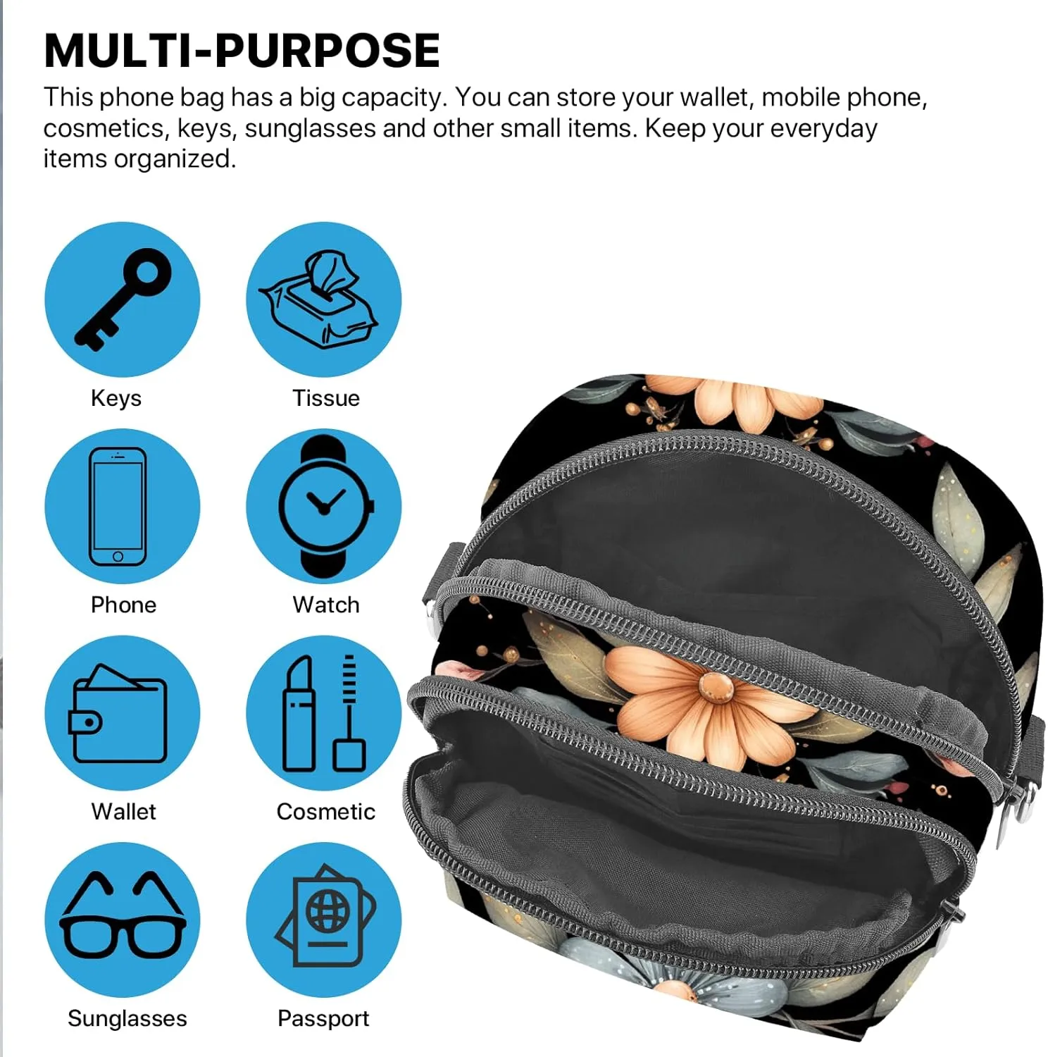 FyLybois Crossbody Purse for Women Cell Phone Bag Casual Shoulder Bags Wallet with Adjustable Strap for Travel