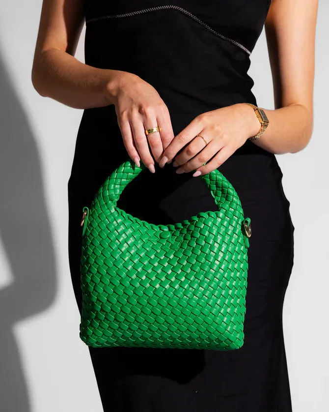 Gabby Mini Woven Bag - Pink Champagne, Silver, Apple Green