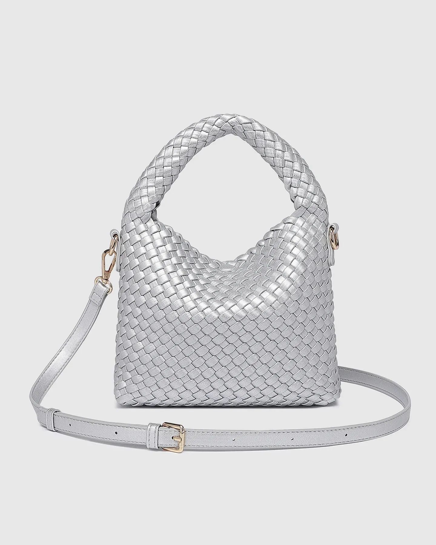 Gabby Mini Woven Bag - Pink Champagne, Silver, Apple Green