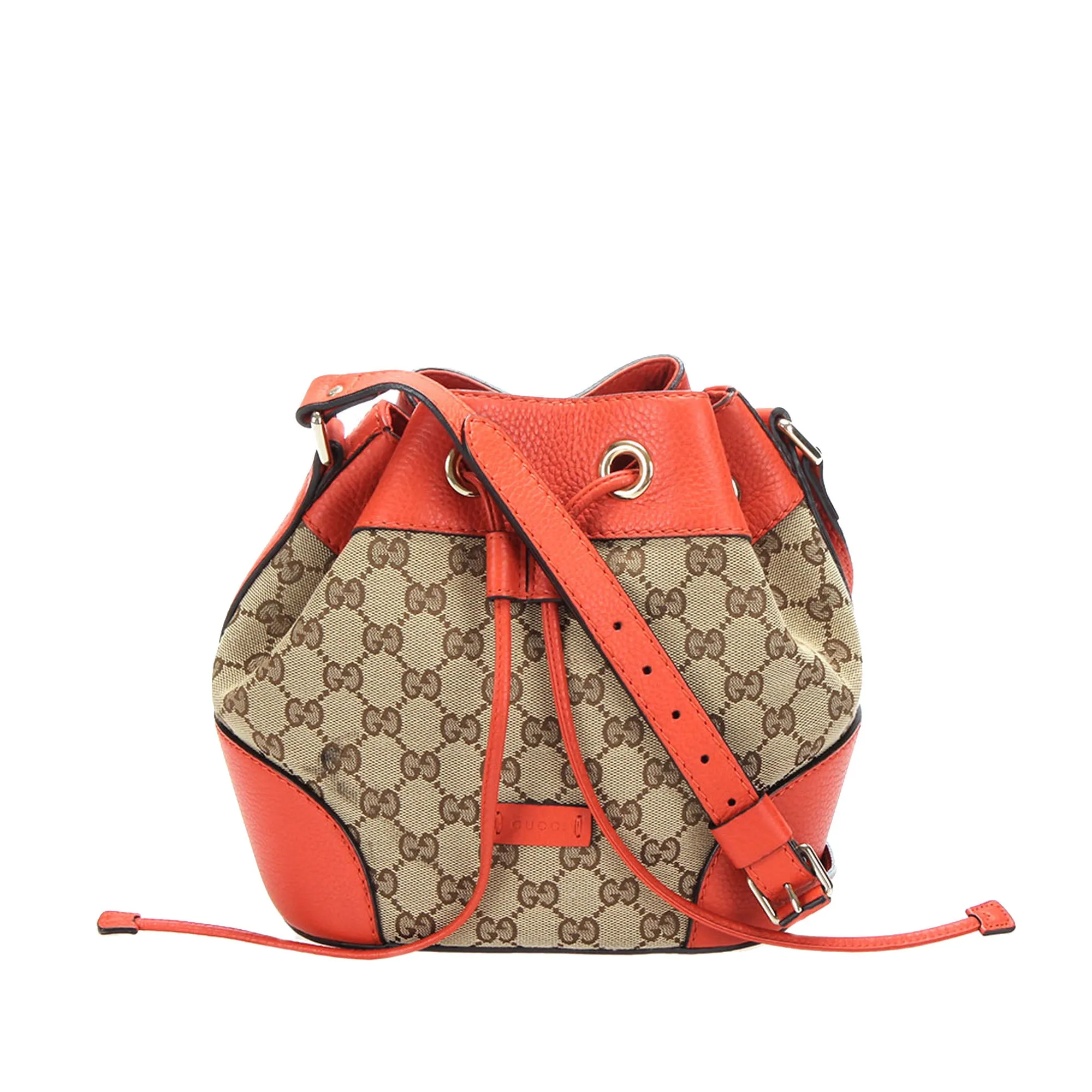 GG Canvas Drawstring Bucket Bag Brown