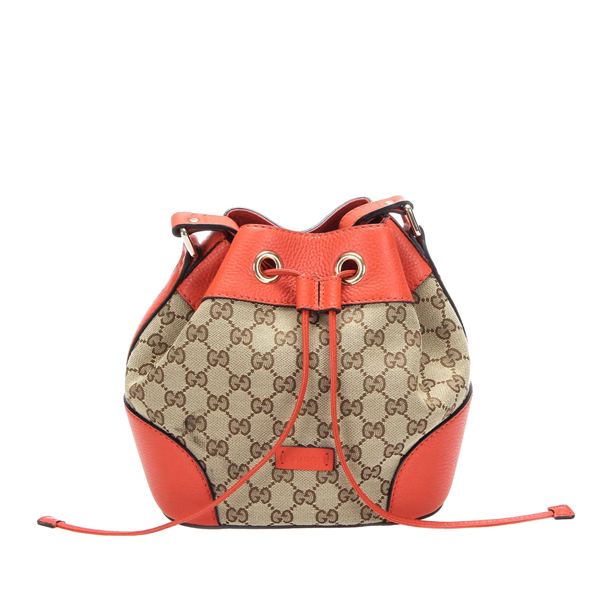GG Canvas Drawstring Bucket Bag Brown
