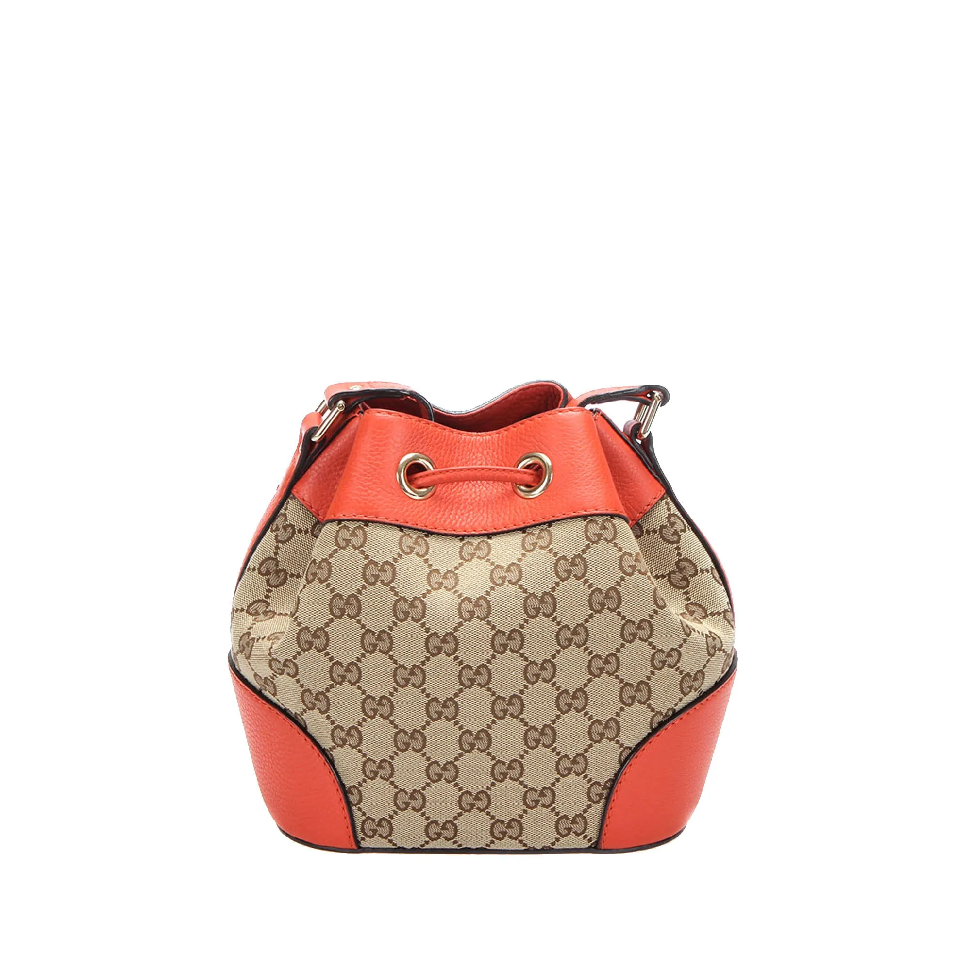 GG Canvas Drawstring Bucket Bag Brown