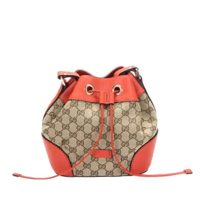 GG Canvas Drawstring Bucket Bag Brown