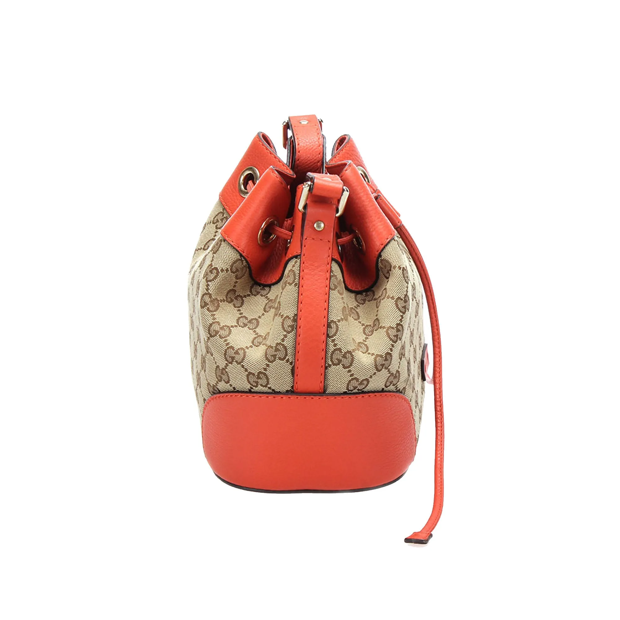 GG Canvas Drawstring Bucket Bag Brown