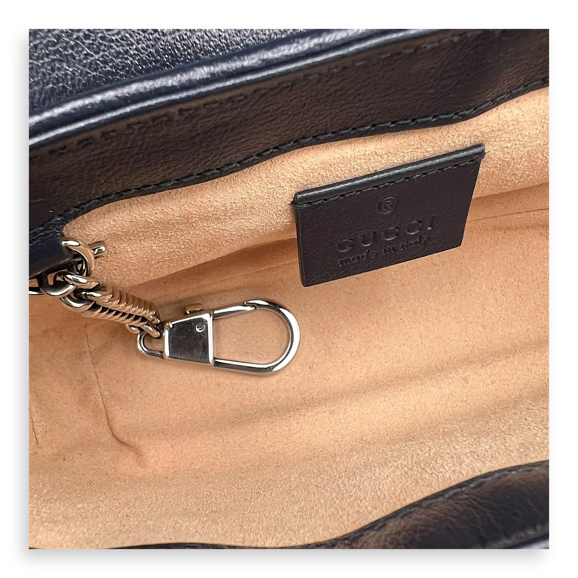 GG Marmont Super Mini Green Crossbody Bag in Canvas, Silver hardware