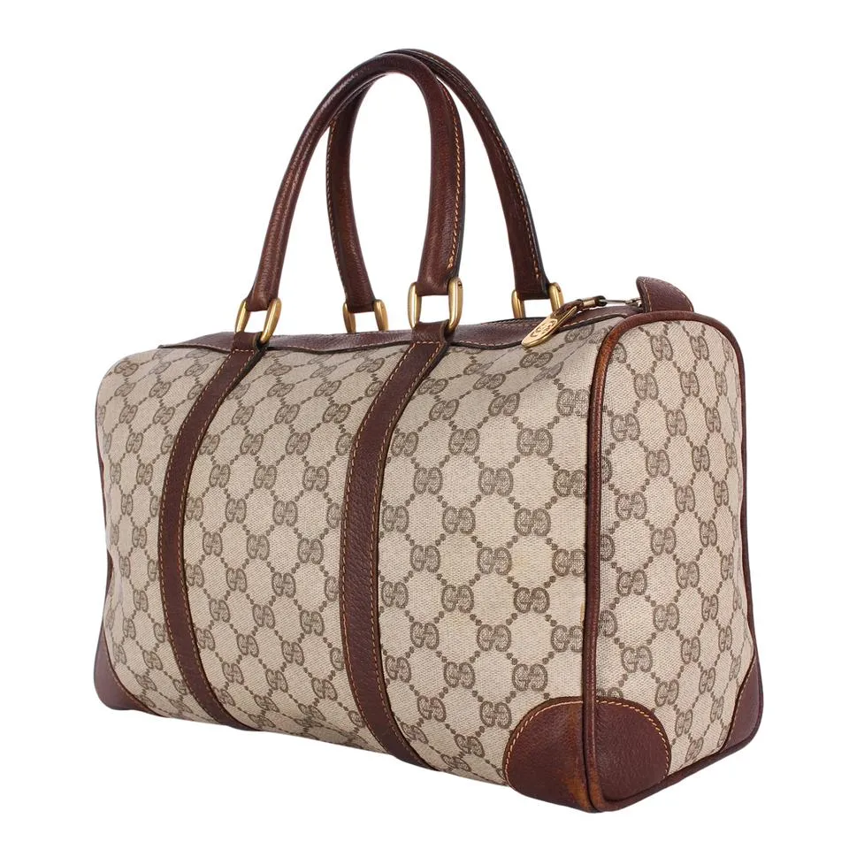 GG Monogram Canvas Leather Boston Satchel
