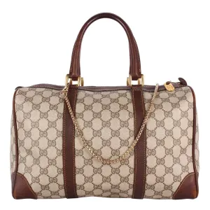 GG Monogram Canvas Leather Boston Satchel