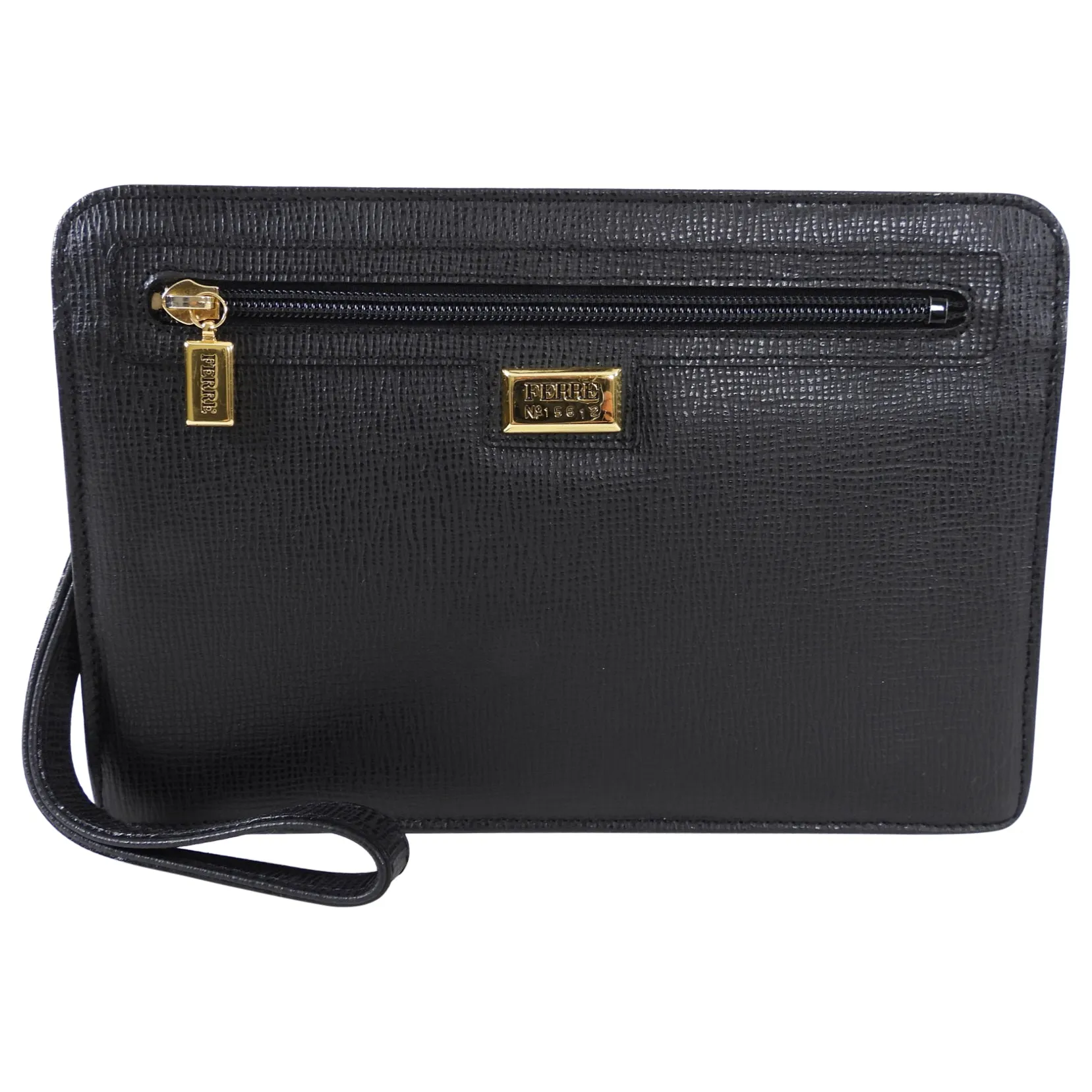 Gianfranco Ferre Vintage Black Wristlet Clutch Bag