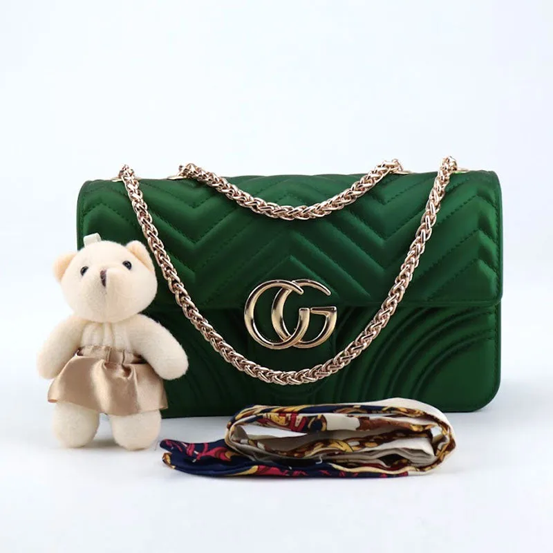 Girls Jelly Bag with Teddy Bear Hanging Chain Shoulder Bag #22