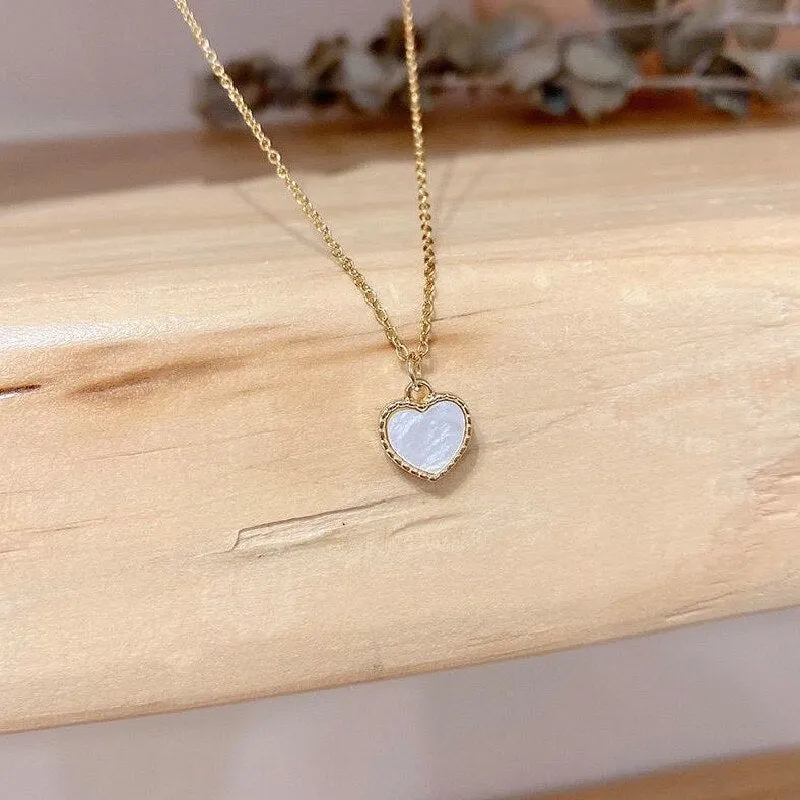 Gold Color Korean Fashion Shell HeartShaped Pendant Necklace For Women