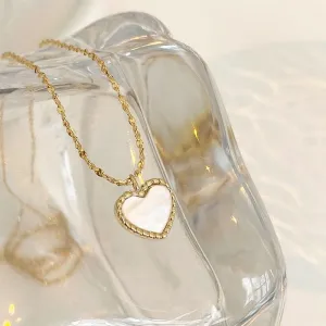 Gold Color Korean Fashion Shell HeartShaped Pendant Necklace For Women