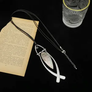 Gothic Necklace with Silver Color Fish Suspension Pendant