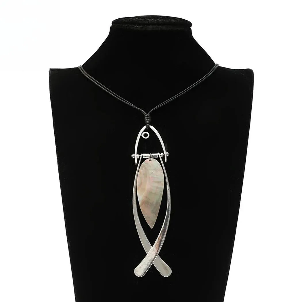 Gothic Necklace with Silver Color Fish Suspension Pendant