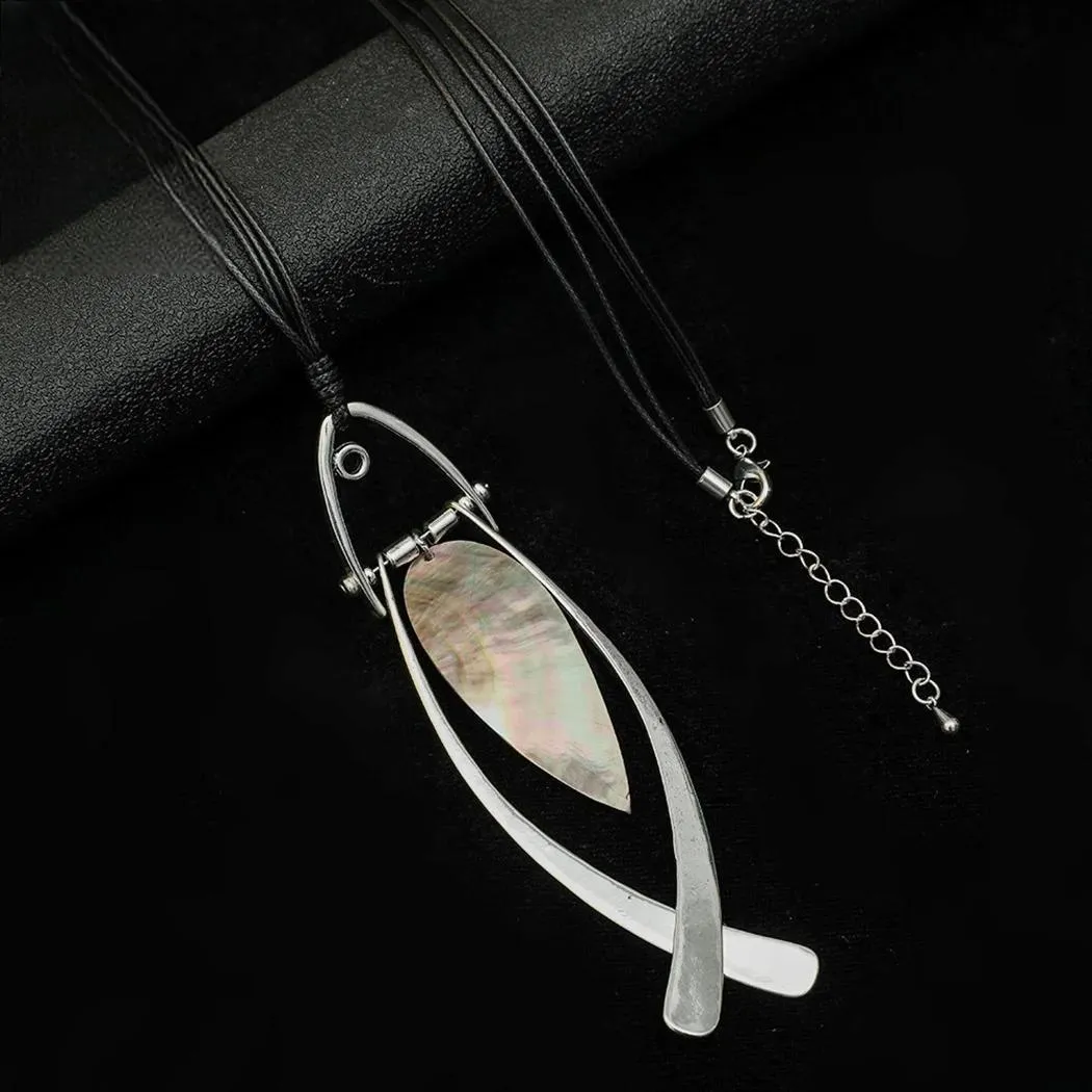 Gothic Necklace with Silver Color Fish Suspension Pendant