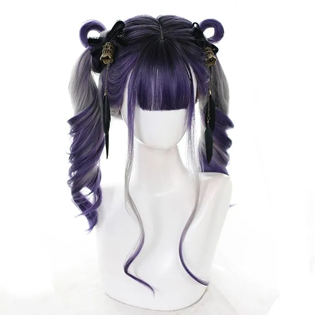 Gradient Purple Grey Wave Long Wig SD00433