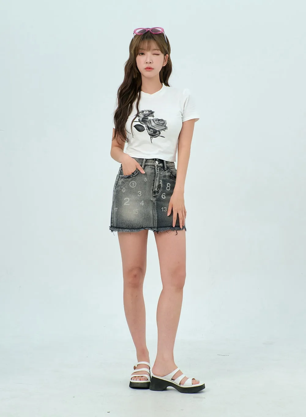 Graphic Denim Mini Skirt BU308