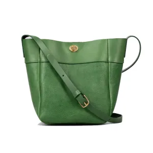 Greta Crossbody Bucket Bag - Grainy Evergreen Leather
