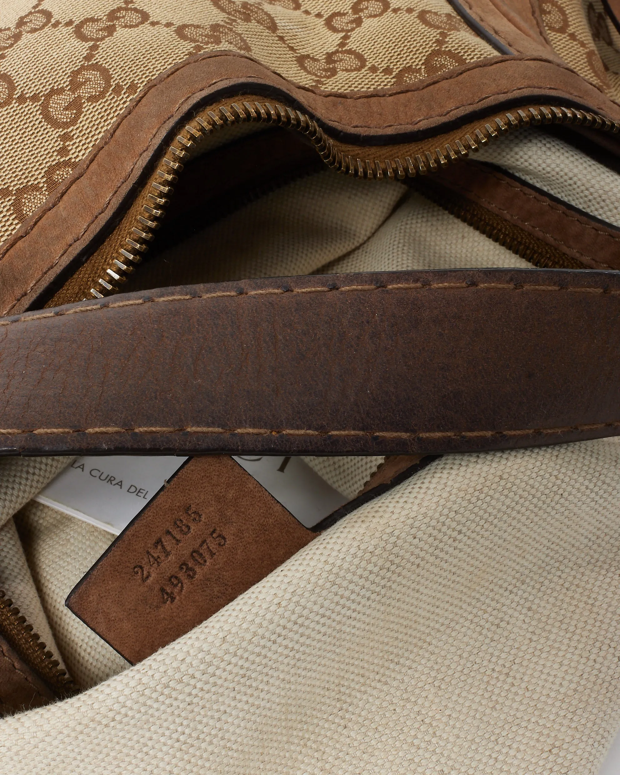Gucci Brown & Beige Monogram Canvas GG Medium Running Hobo 2Way Bag