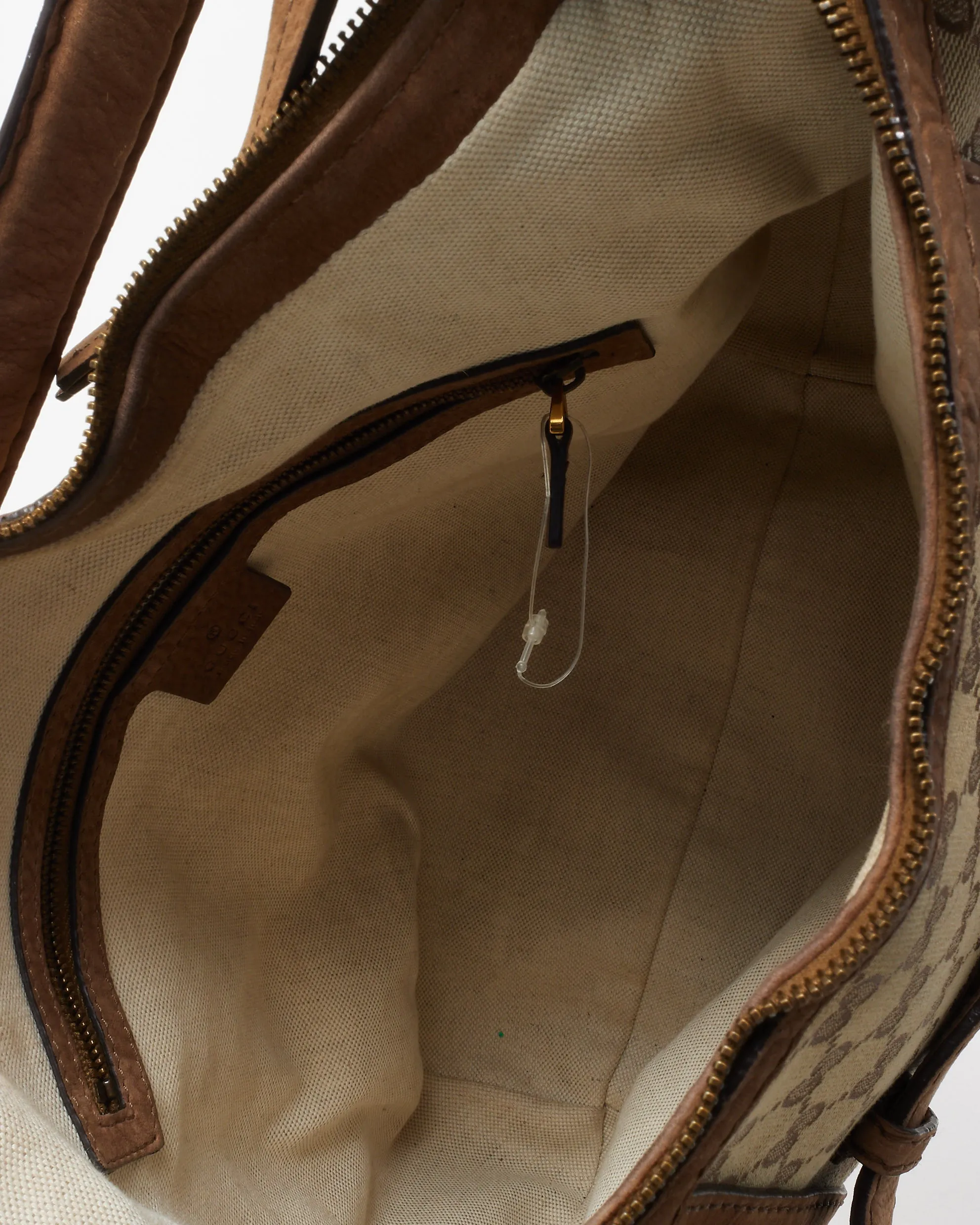 Gucci Brown & Beige Monogram Canvas GG Medium Running Hobo 2Way Bag
