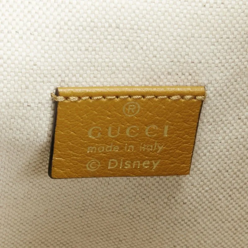 GUCCI DISNEY Candy GG Micky Mouse brown leather trim bucket bag