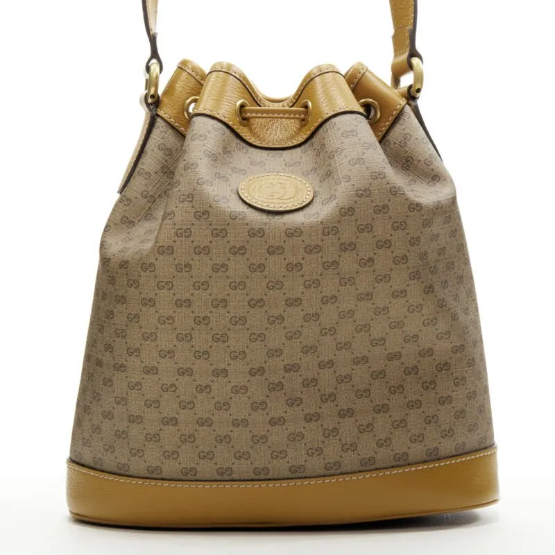 GUCCI DISNEY Candy GG Micky Mouse brown leather trim bucket bag
