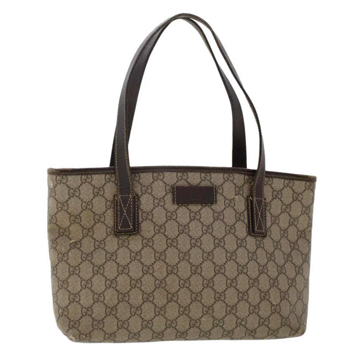 Gucci GG Canvas Tote Bag PVC Leather Beige 211138  ac1991