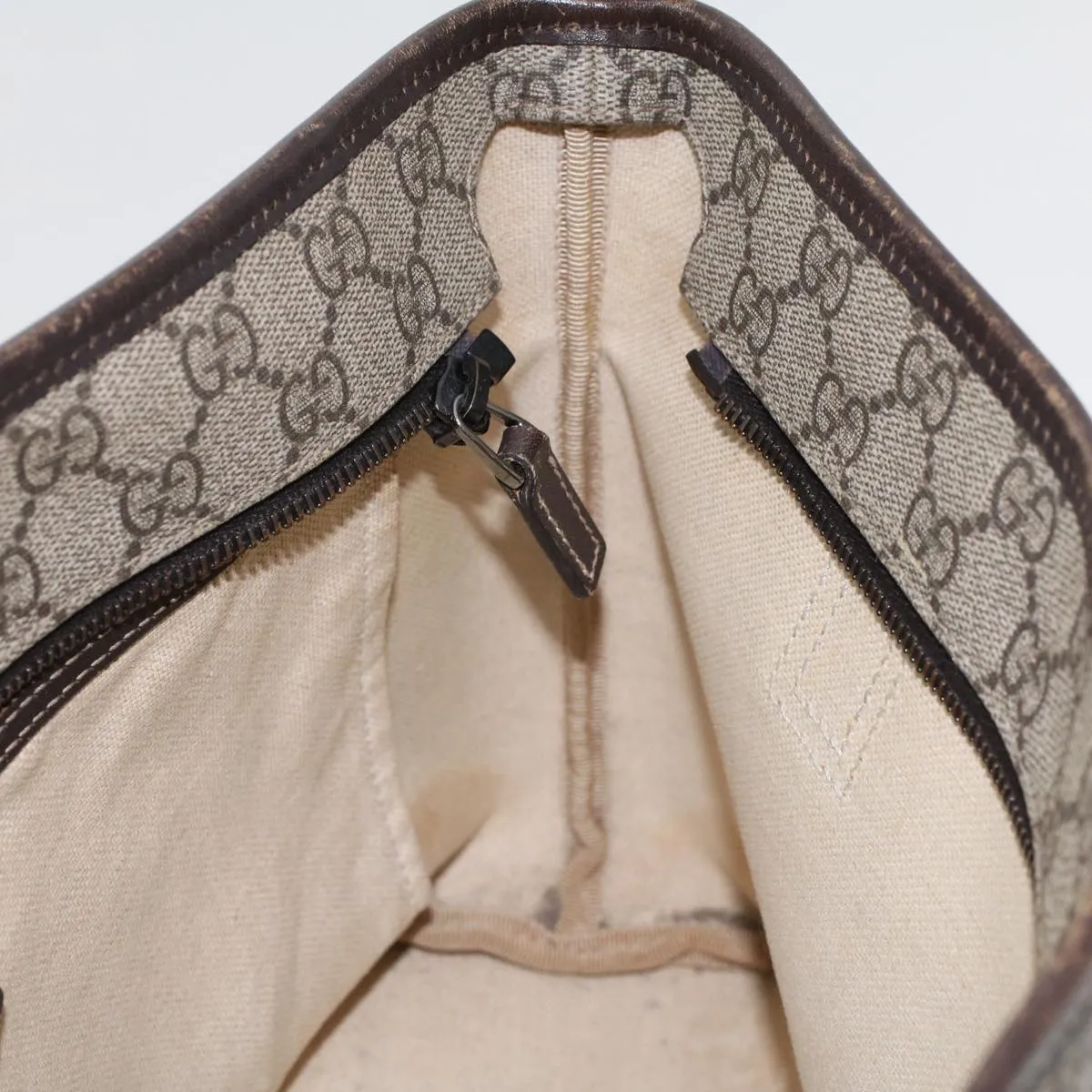 Gucci GG Canvas Tote Bag PVC Leather Beige 211138  ac1991