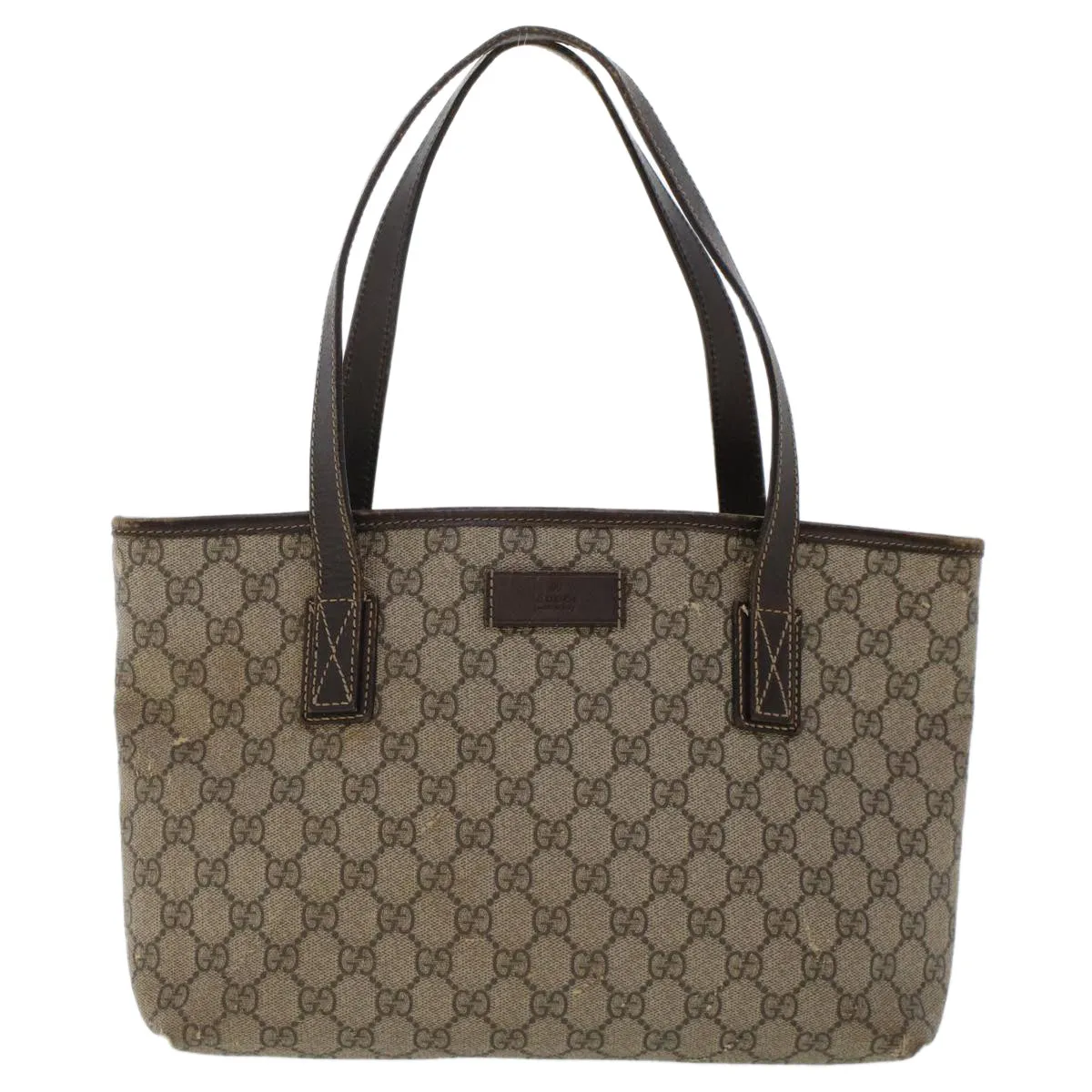 Gucci GG Canvas Tote Bag PVC Leather Beige 211138  ac1991
