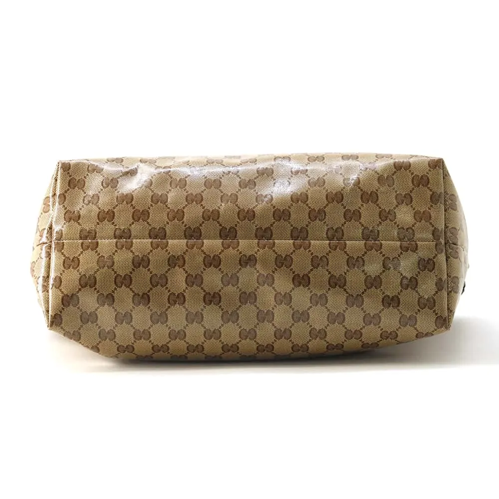Gucci GG Crystal Bamboo Tassel Tote Bag Brown/Beige 354665 PVC Coated Canvas Leather