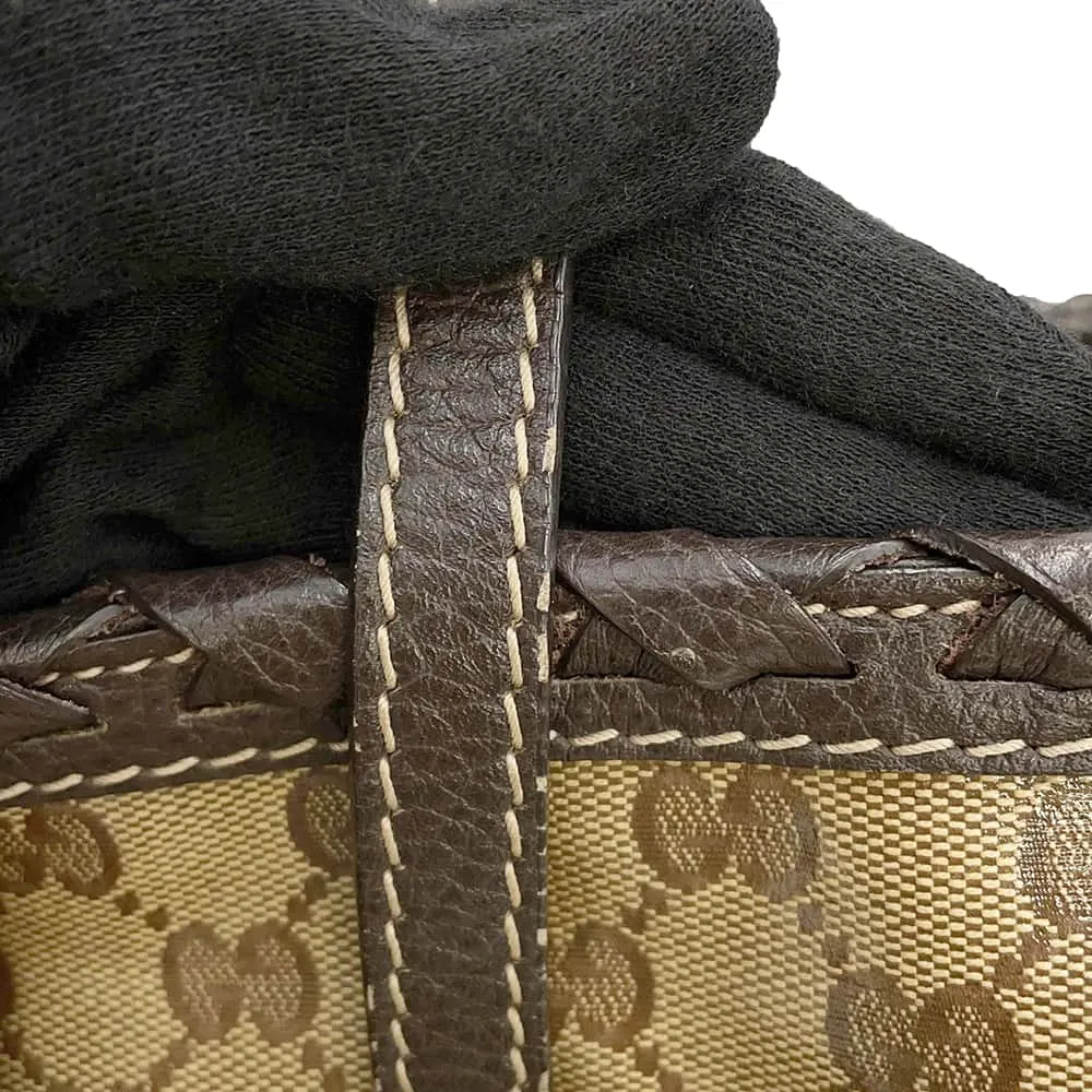 Gucci GG Crystal Bamboo Tassel Tote Bag Brown/Beige 354665 PVC Coated Canvas Leather