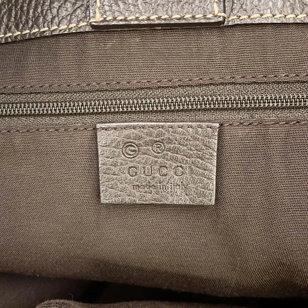 Gucci GG Crystal Bamboo Tassel Tote Bag Brown/Beige 354665 PVC Coated Canvas Leather