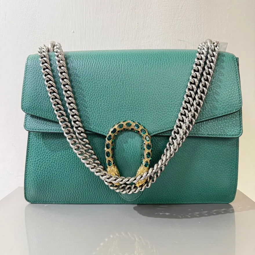 Gucci GG Dionysus Green Leather Chain Bag